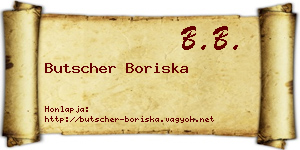 Butscher Boriska névjegykártya